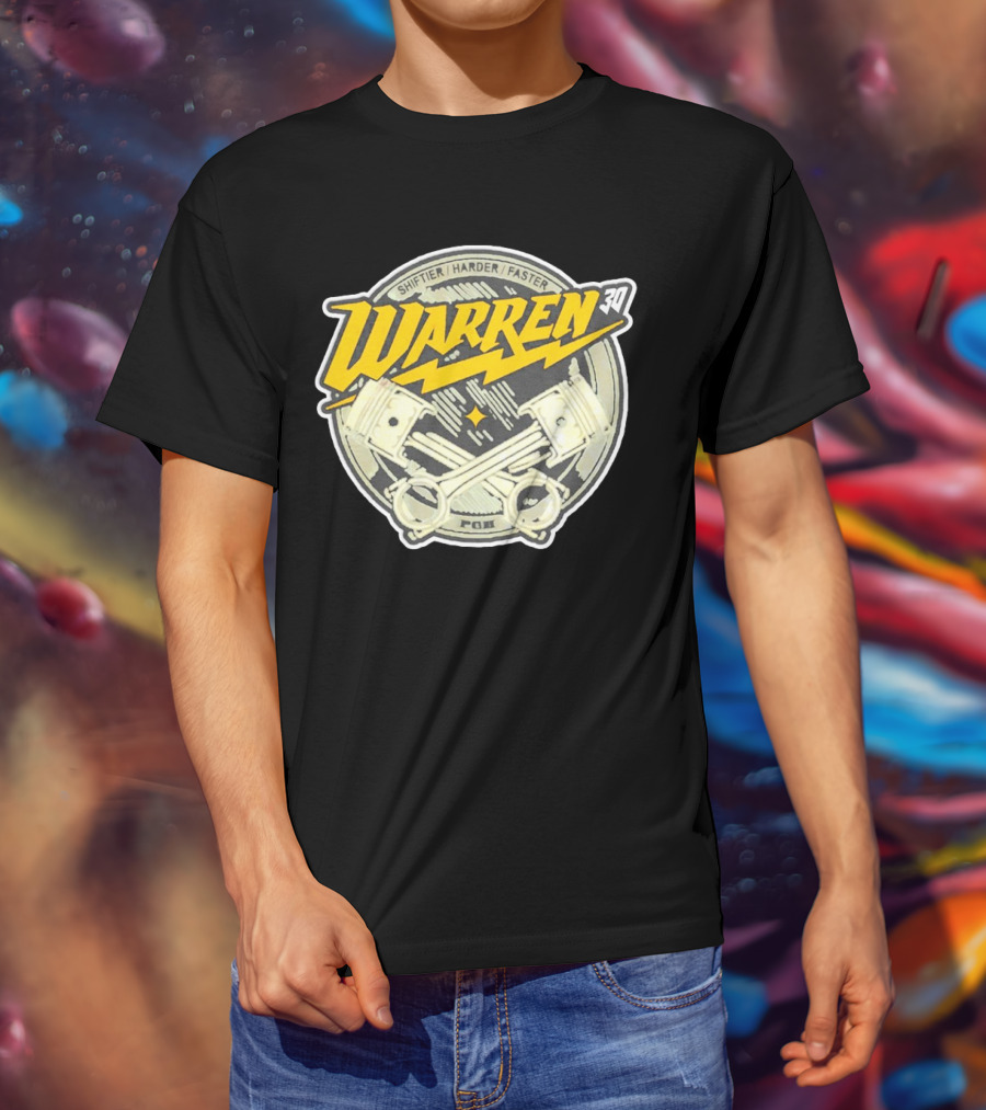 Shiftier Harder Faster Warren 30 Racing Pistons PMF T-Shirt