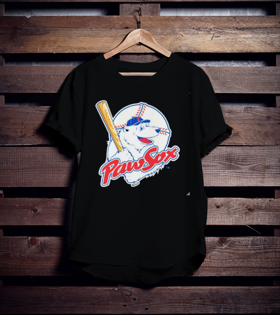 PawSox Polar Bear Baseball Bat Cap Red Socks T-Shirt
