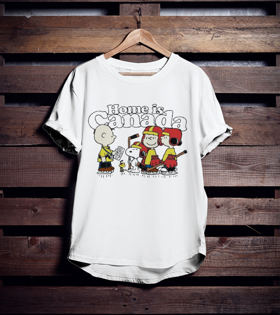 Home Is Canada Peanuts Hockey Charlie Brown Snoopy Canada T-Shirt