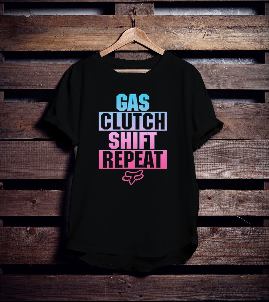 Gas Clutch Shift Repeat Fox Racing Logo T-Shirt