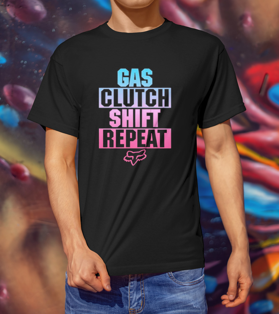 Gas Clutch Shift Repeat Fox Racing Logo T-Shirt