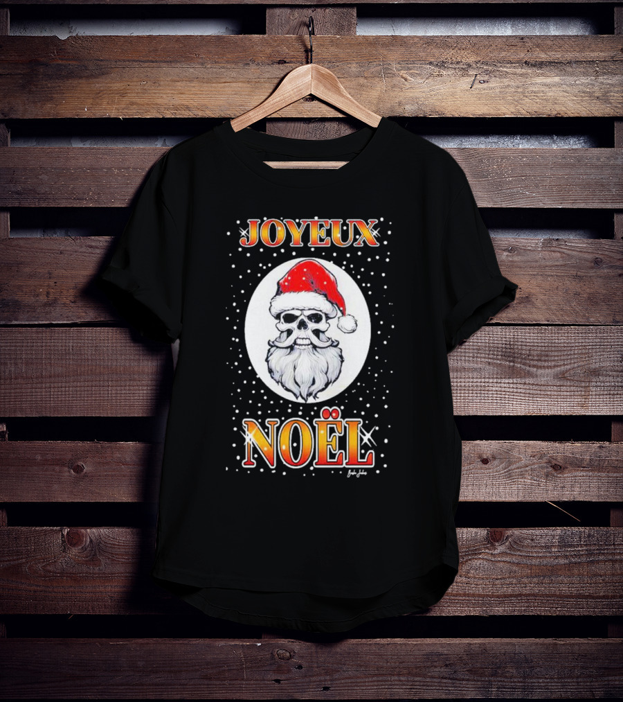Joyeux Noël Skull Santa Hat Festive T-Shirt