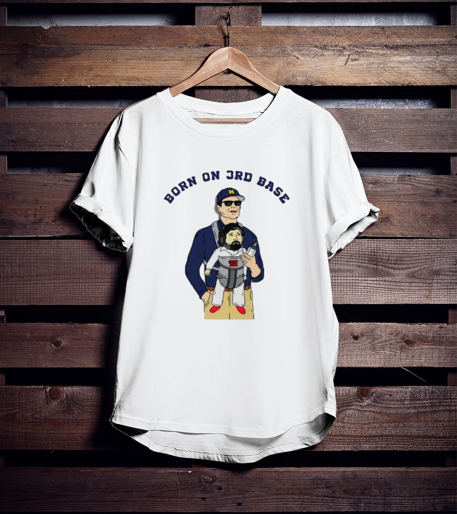 Michigan Wolverines Born On 3rd Base Coach Baby Carrier T-Shirt