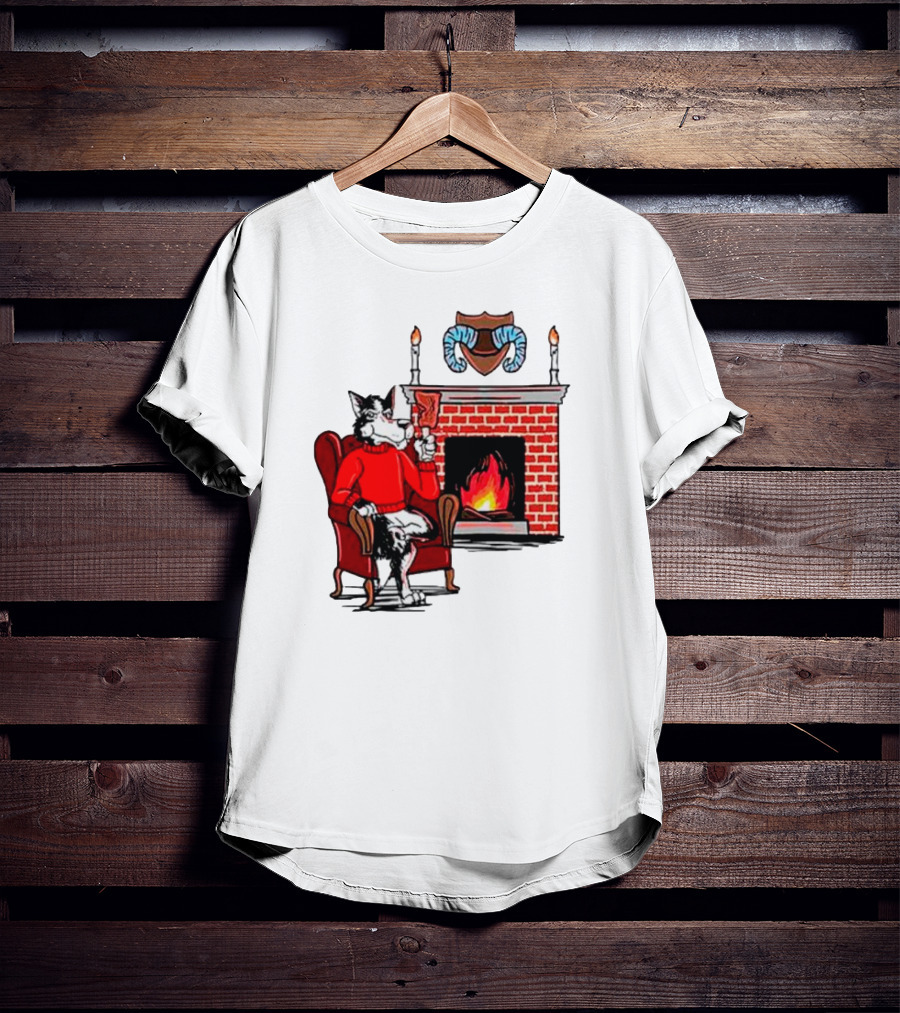 NC State Wolfpack Relaxing By Fireplace Victory Scene T-Shirt