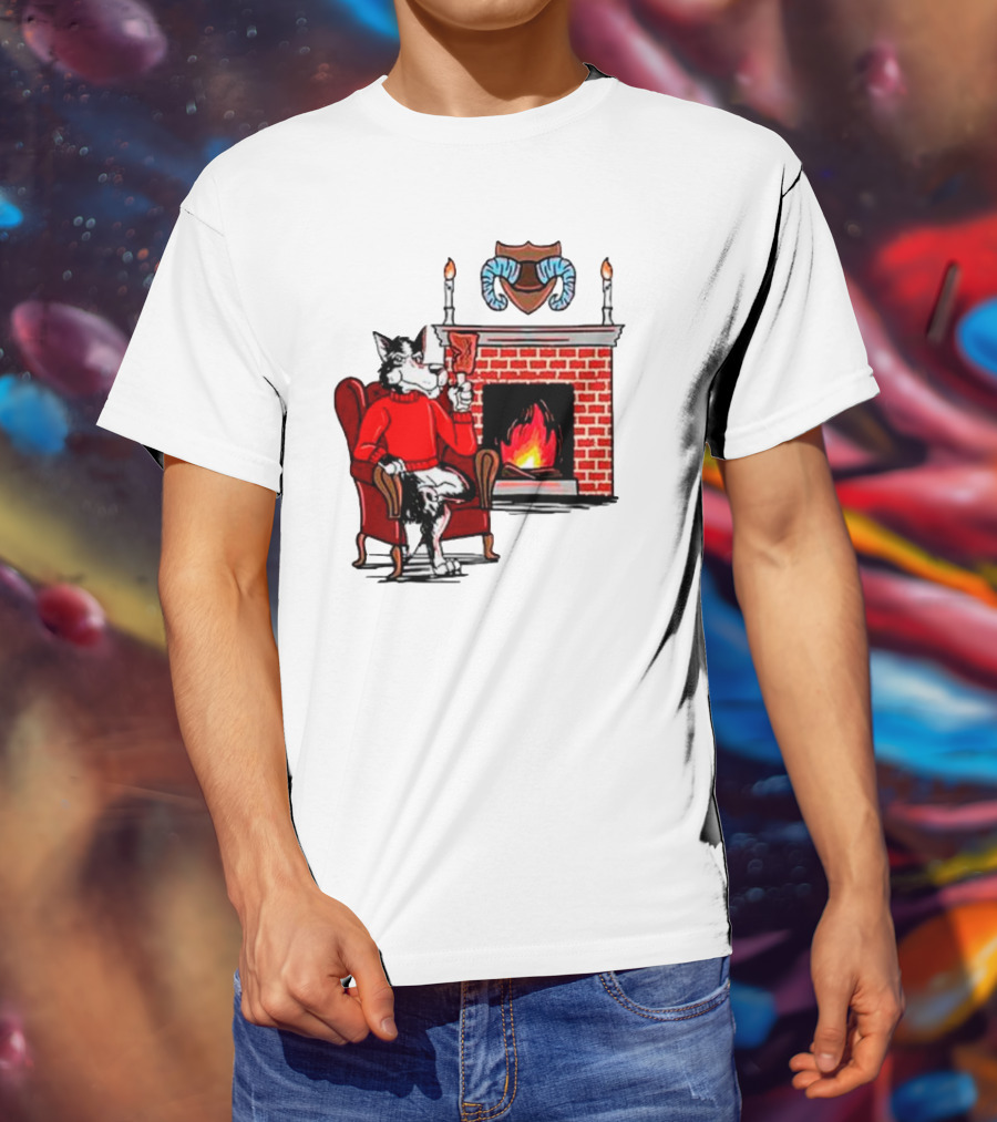 NC State Wolfpack Relaxing By Fireplace Victory Scene T-Shirt