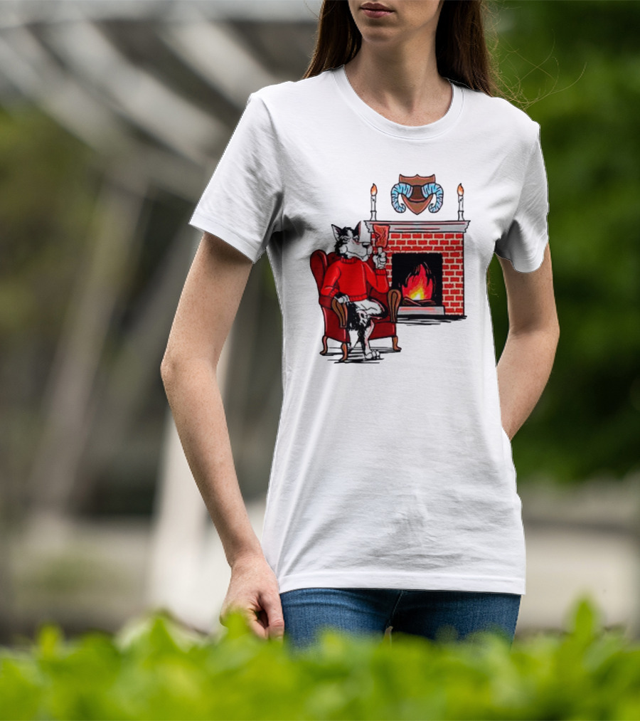 NC State Wolfpack Relaxing By Fireplace Victory Scene T-Shirt