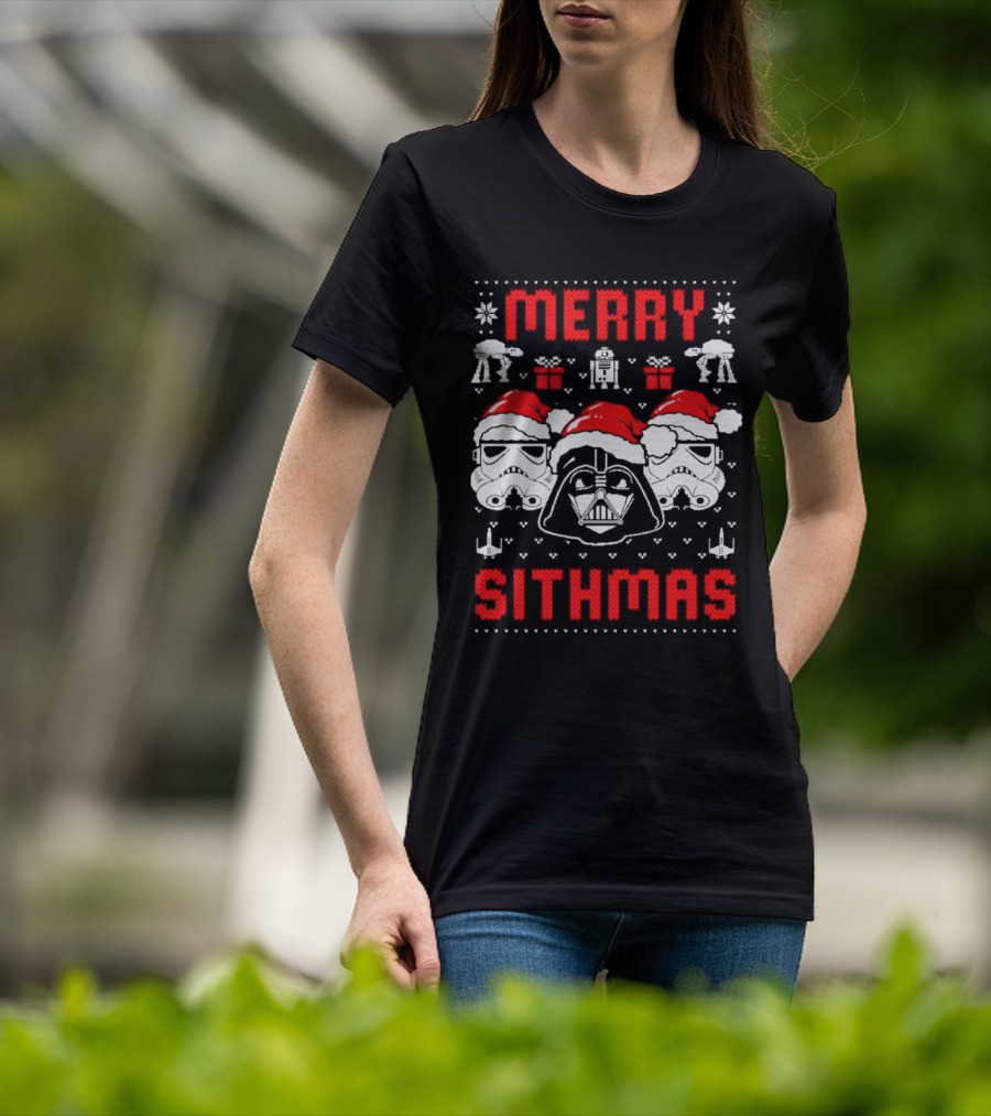 Merry Sithmas The Mandalorian Ugly Darth Vader Stormtrooper Christmas Star Wars T-Shirt