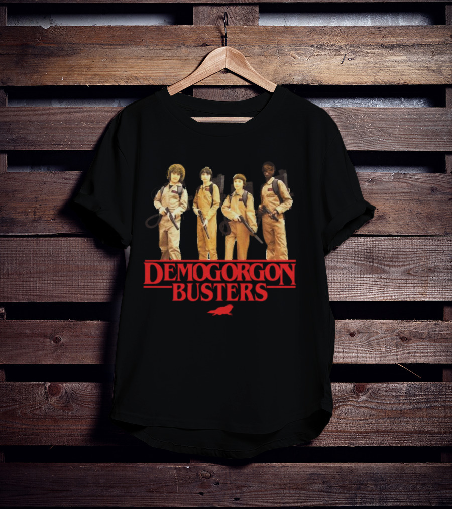 Demogorgon Busters Featuring Myles Garrett In Ghostbusters T-Shirt
