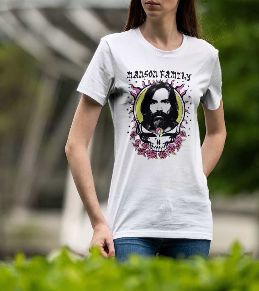 Manson Family Skull Roses Artwork With Grateful Dead T-Shirt