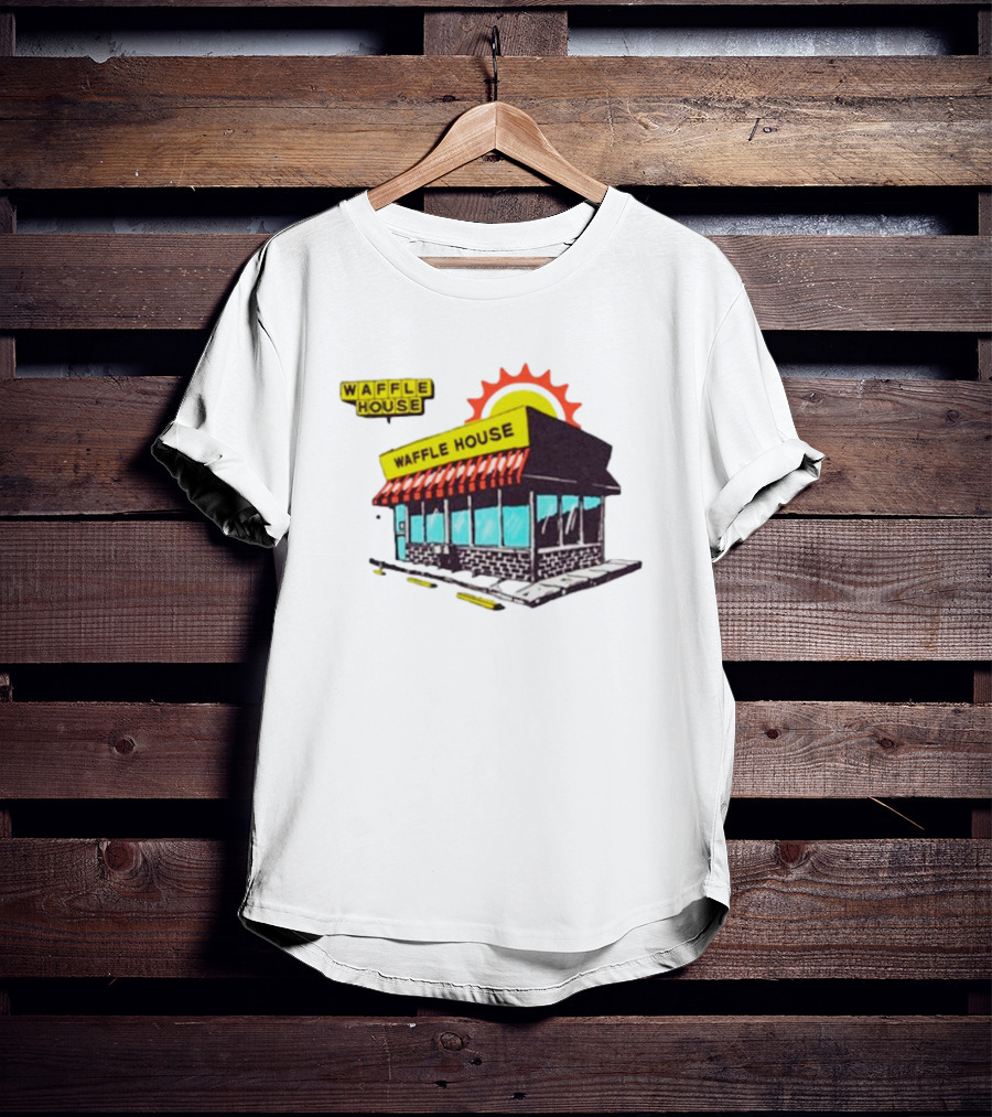 Waffle House Restaurant Building With Sunburst Background T-Shirt