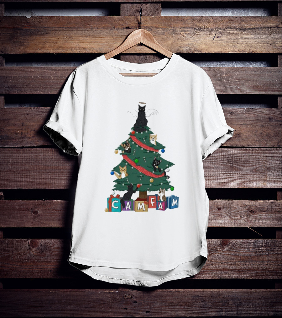 Cam Fam Cats On Christmas Tree T-Shirt