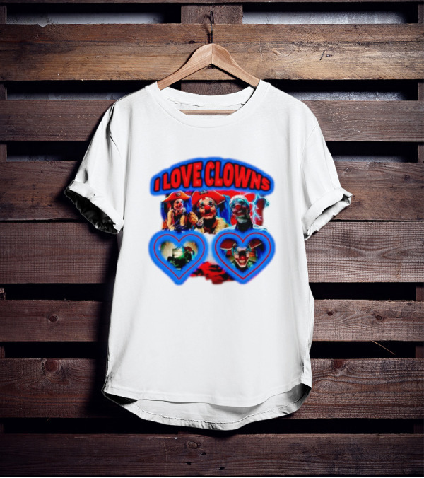I Love Clowns Colorful Heart Faces T-Shirt