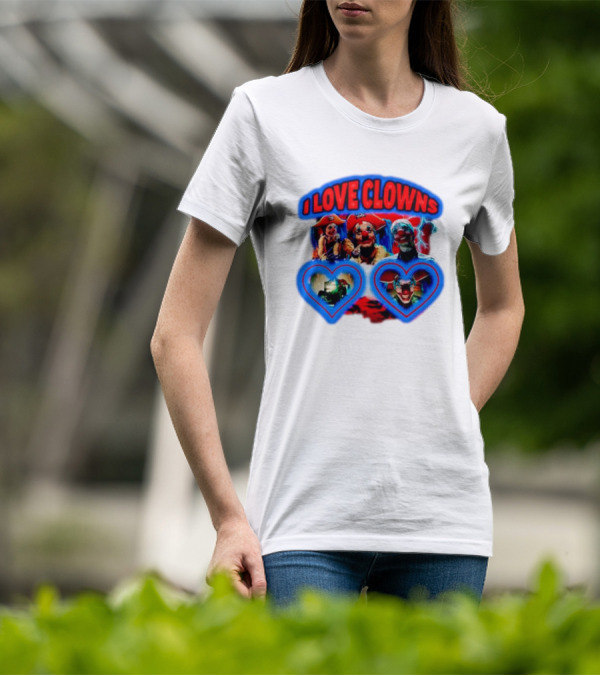 I Love Clowns Colorful Heart Faces T-Shirt