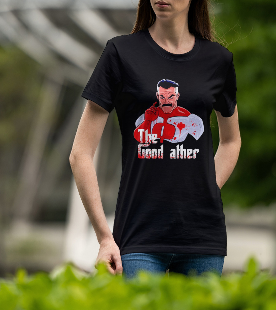 Omni Dad The Good Father Superhero Parody Red And White Costume T-Shirt