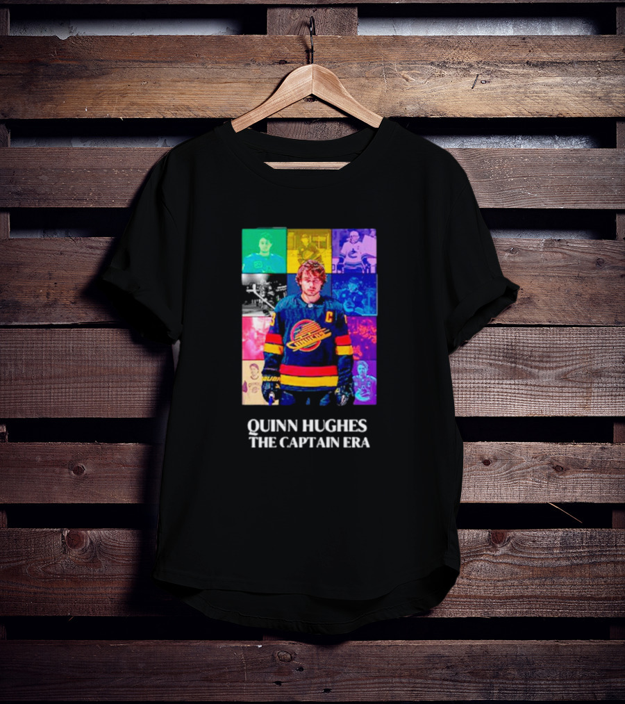 Quinn Hughes The Captain Era Multicolor Vancouver Hockey Legend T-Shirt