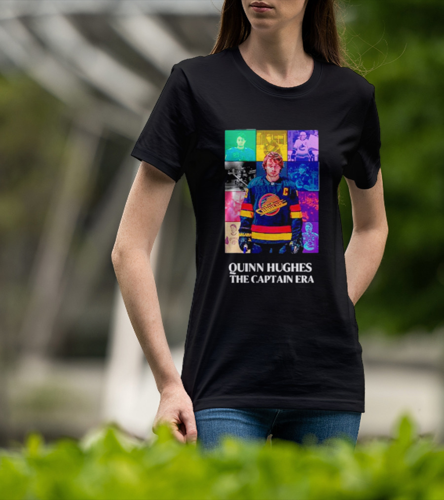 Quinn Hughes The Captain Era Multicolor Vancouver Hockey Legend T-Shirt