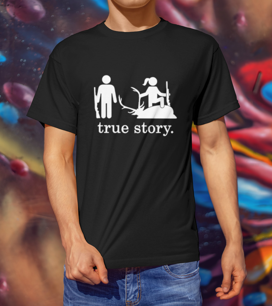 Hunting True Story Deer Silhouette With Rifle Icons T-Shirt