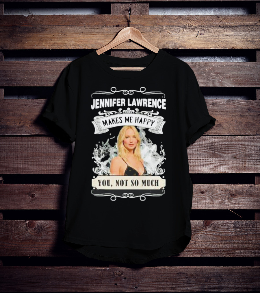 Jennifer Lawrence Makes Me Happy You Not So Much Cloud Motif T-Shirt