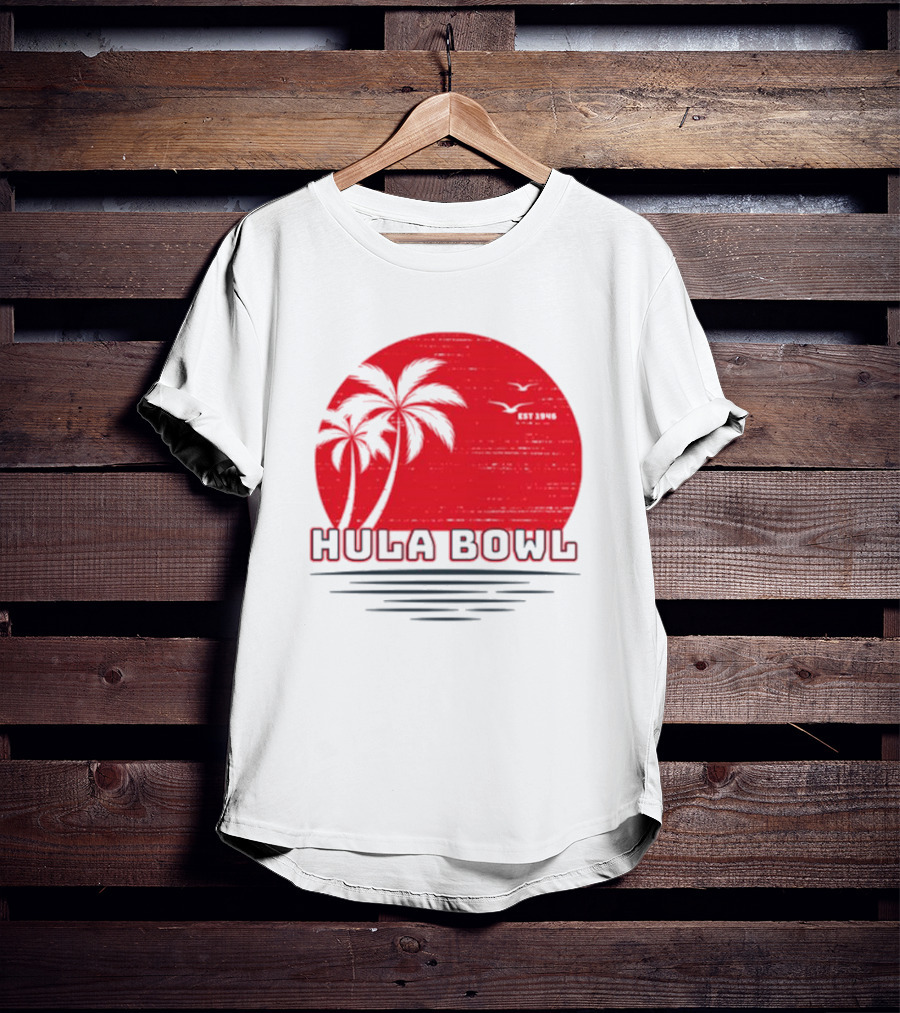Hula Bowl Established 1946 Red Sunset With Palm Trees T-Shirt