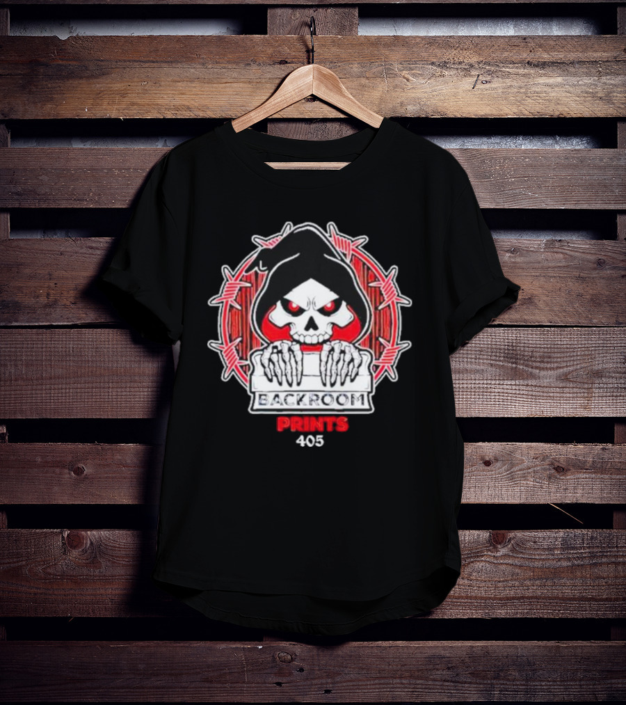 Backroom Prints 405 Reaper Skull Barbed Wire T-Shirt