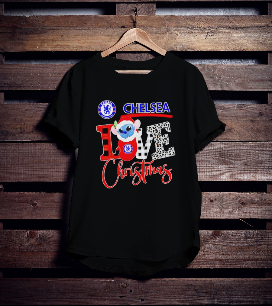 Chelsea Football Club Stitch Love Christmas T-Shirt