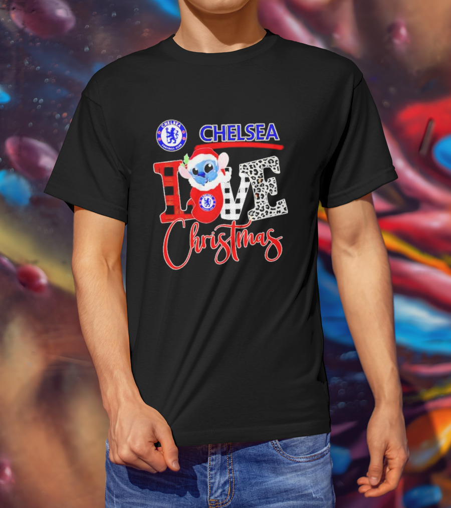 Chelsea Football Club Stitch Love Christmas T-Shirt