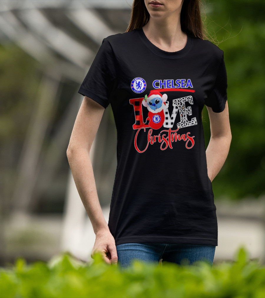 Chelsea Football Club Stitch Love Christmas T-Shirt
