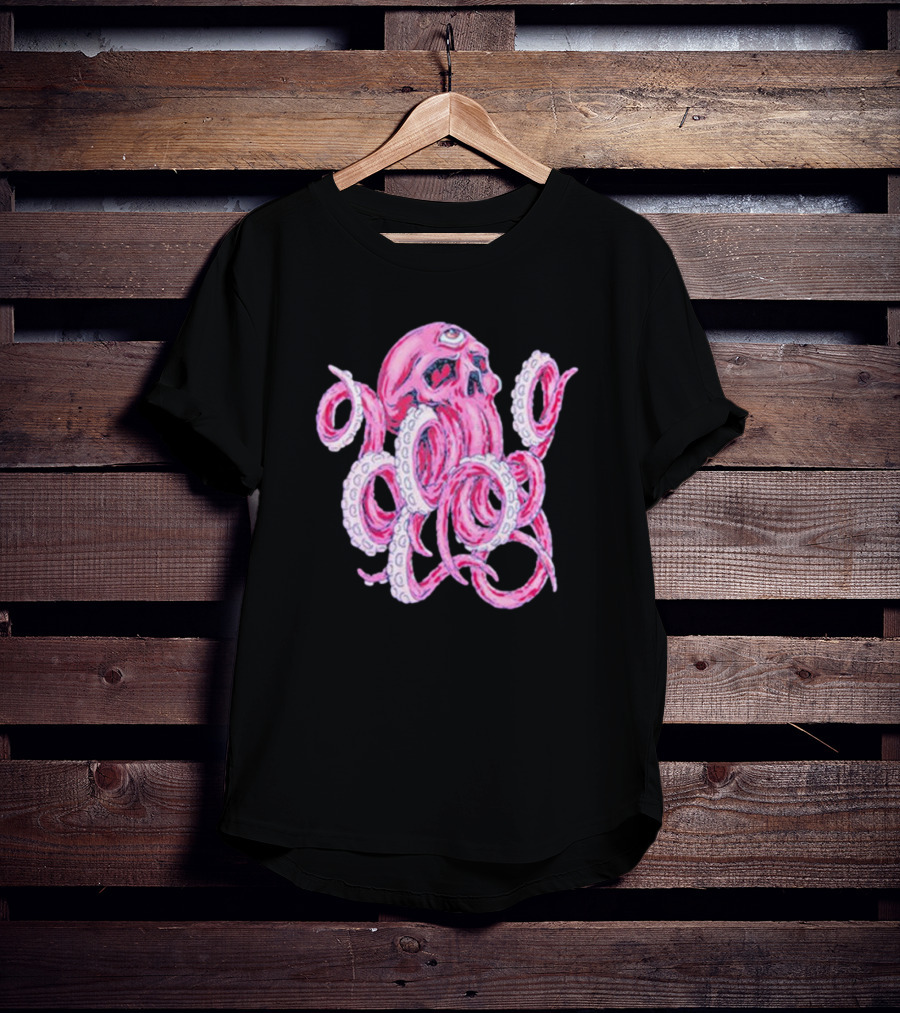 Deep Dark And Dangerous Ddd Red Octopus Skull Alien Tentacles T-Shirt