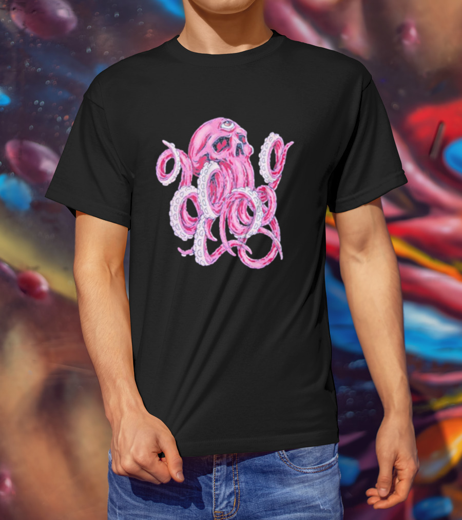 Deep Dark And Dangerous Ddd Red Octopus Skull Alien Tentacles T-Shirt