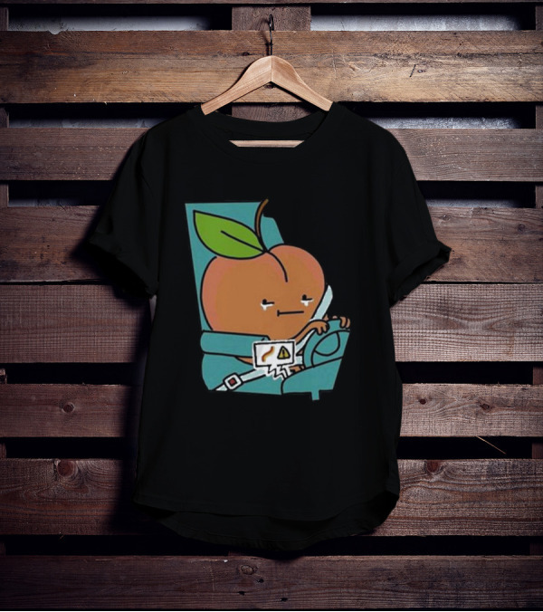 Peach Driving With Tears Fastened In Seatbelt Warning Signal T-Shirt