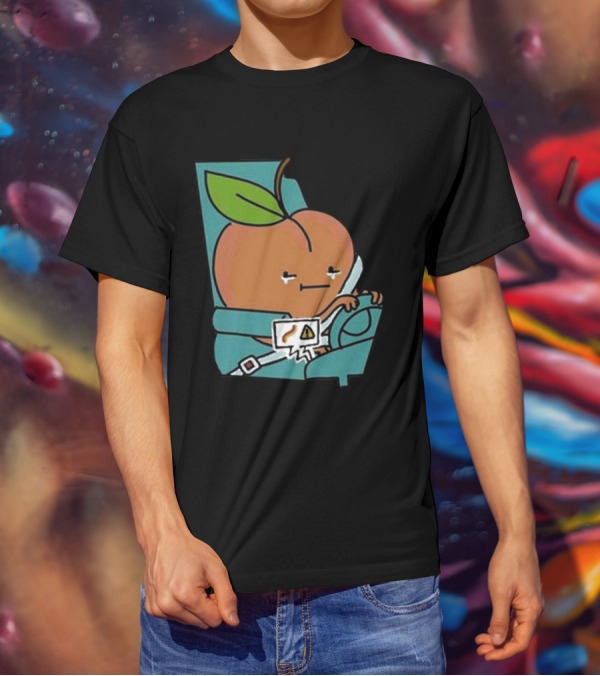 Peach Driving With Tears Fastened In Seatbelt Warning Signal T-Shirt