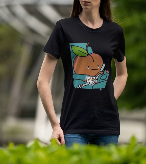 Peach Driving With Tears Fastened In Seatbelt Warning Signal T-Shirt