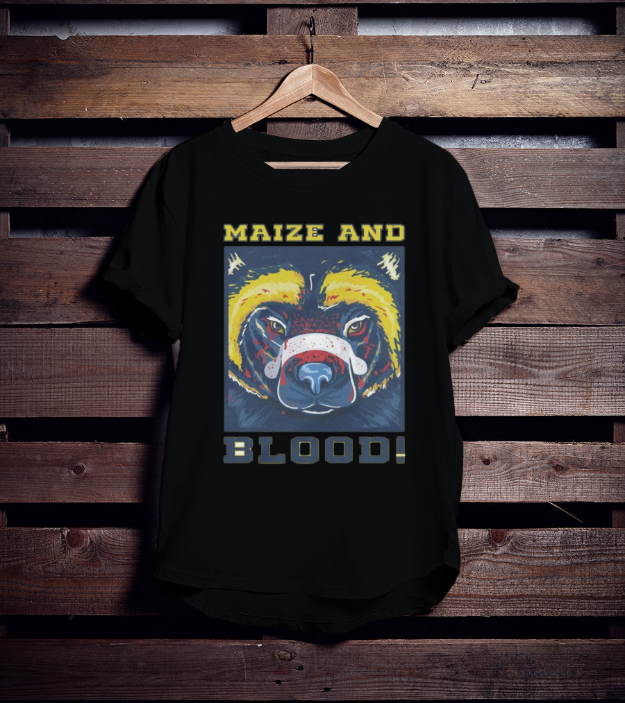 Michigan Wolverines Maize And Blood Wolverine Face T-Shirt