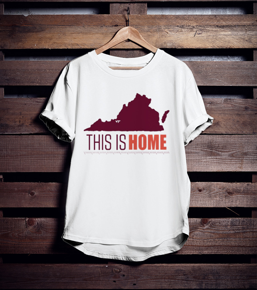 Virginia Tech Football This Is Home Virginia Map T-Shirt