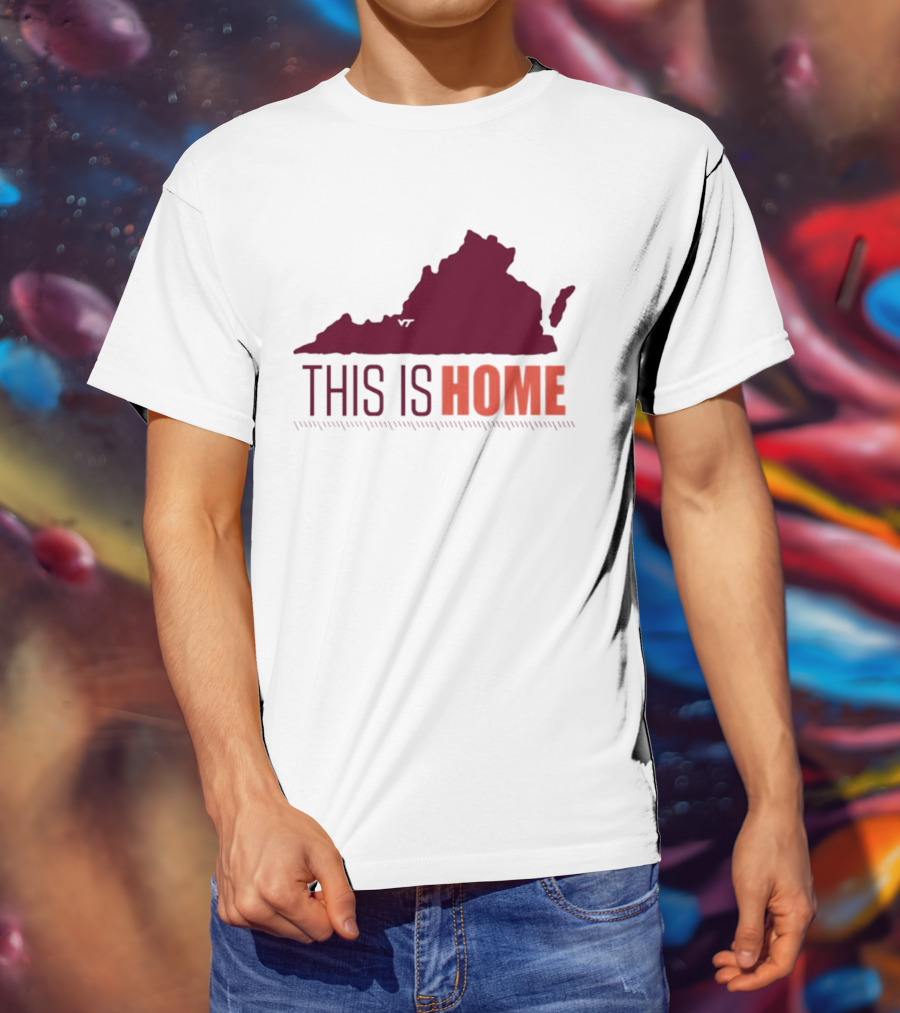 Virginia Tech Football This Is Home Virginia Map T-Shirt