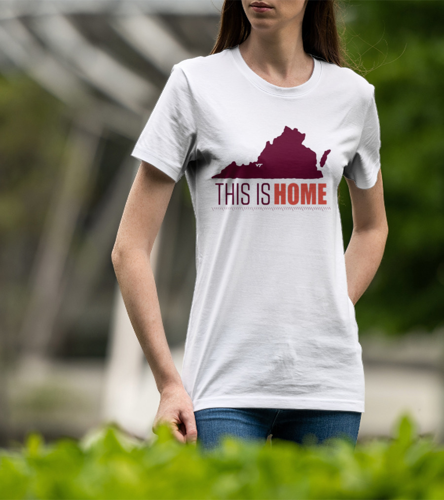 Virginia Tech Football This Is Home Virginia Map T-Shirt
