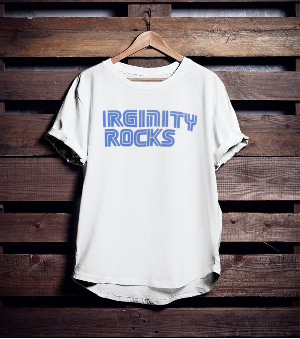 Virginity Rocks Bold Blue Gaming Font T-Shirt