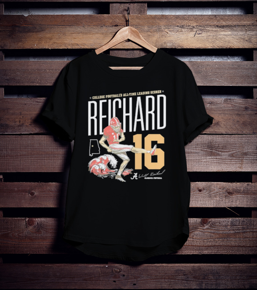 College Football's All-Time Leading Scorer Reichard 16 Alabama Football T-Shirt