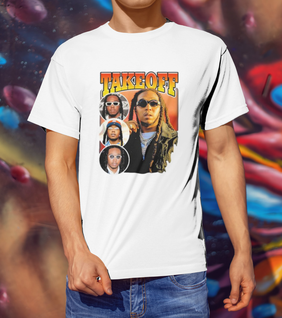 Quavo Migos Takeoff Rapper Tribute Circular Portraits T-Shirt