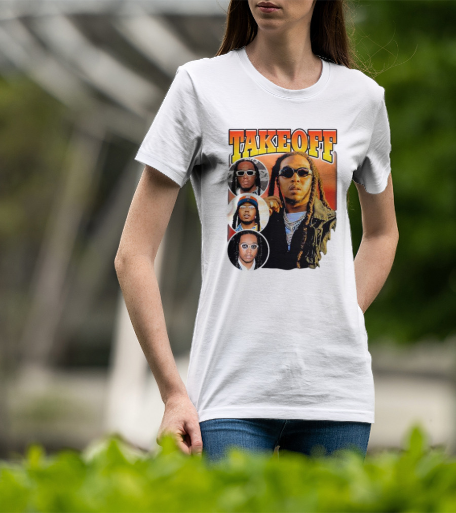Quavo Migos Takeoff Rapper Tribute Circular Portraits T-Shirt