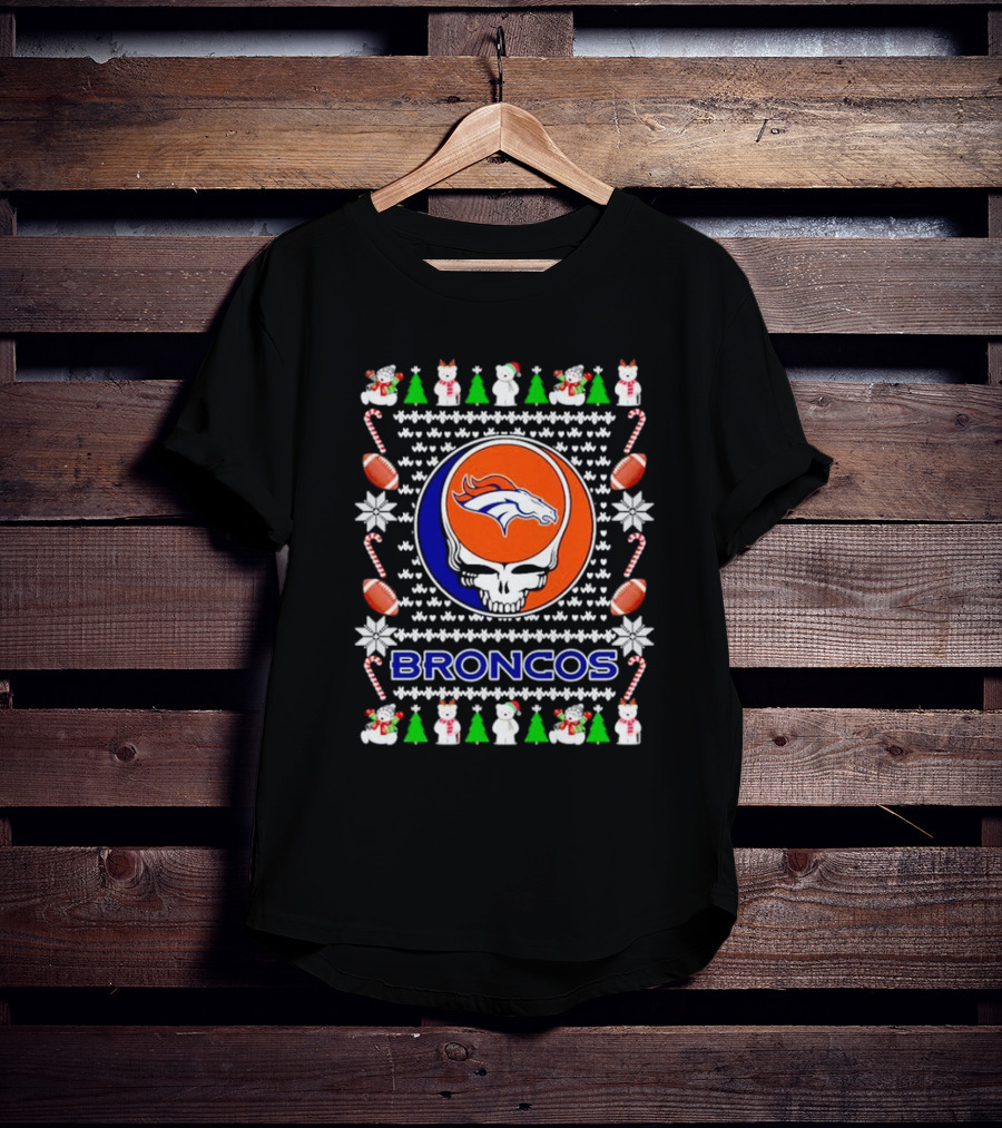 Broncos Festive Skull Holiday T-Shirt