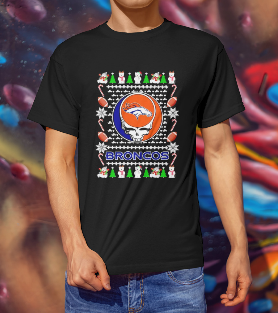 Broncos Festive Skull Holiday T-Shirt