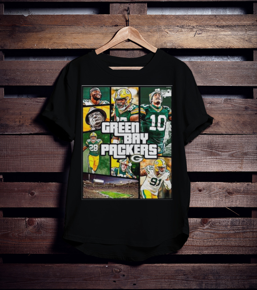 Green Bay Packers Players Collage Grand Theft Auto T-Shirt