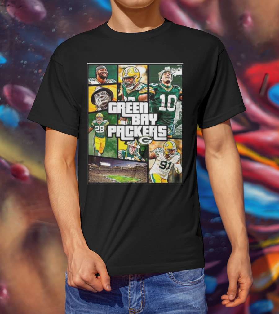 Green Bay Packers Players Collage Grand Theft Auto T-Shirt