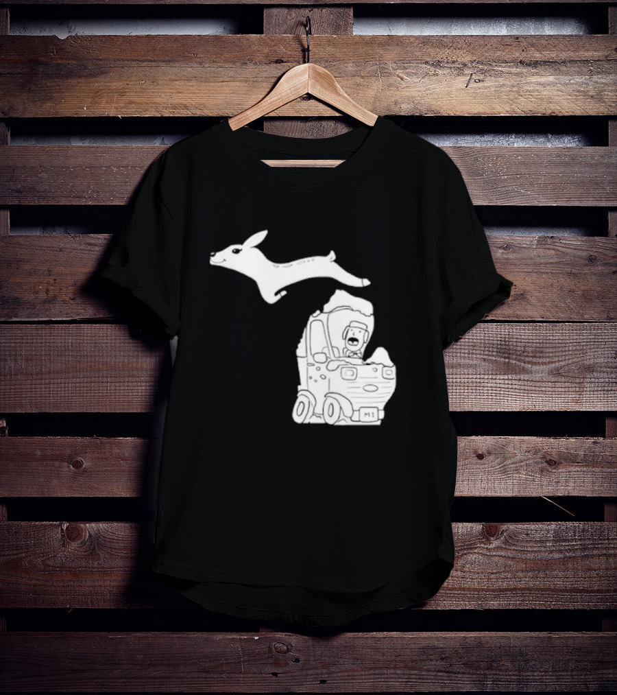 Michigan M1 Deer Leap Over Car T-Shirt