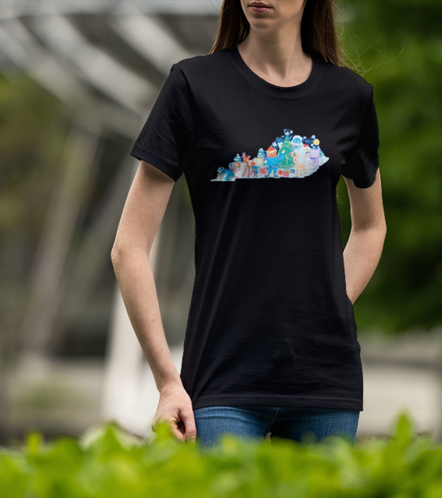 Misfit Kentuckians Christmas Characters Kentucky Map T-Shirt