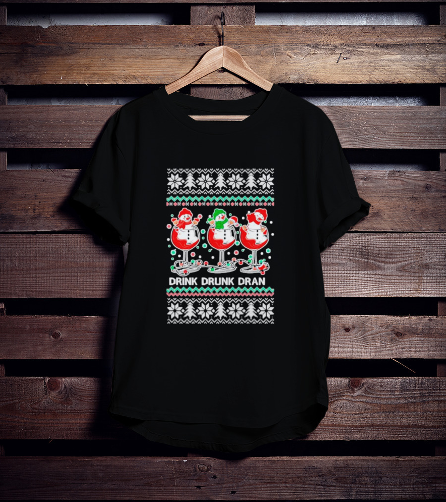 Drink Drunk Dran Snowmen Holiday Spirits T-Shirt