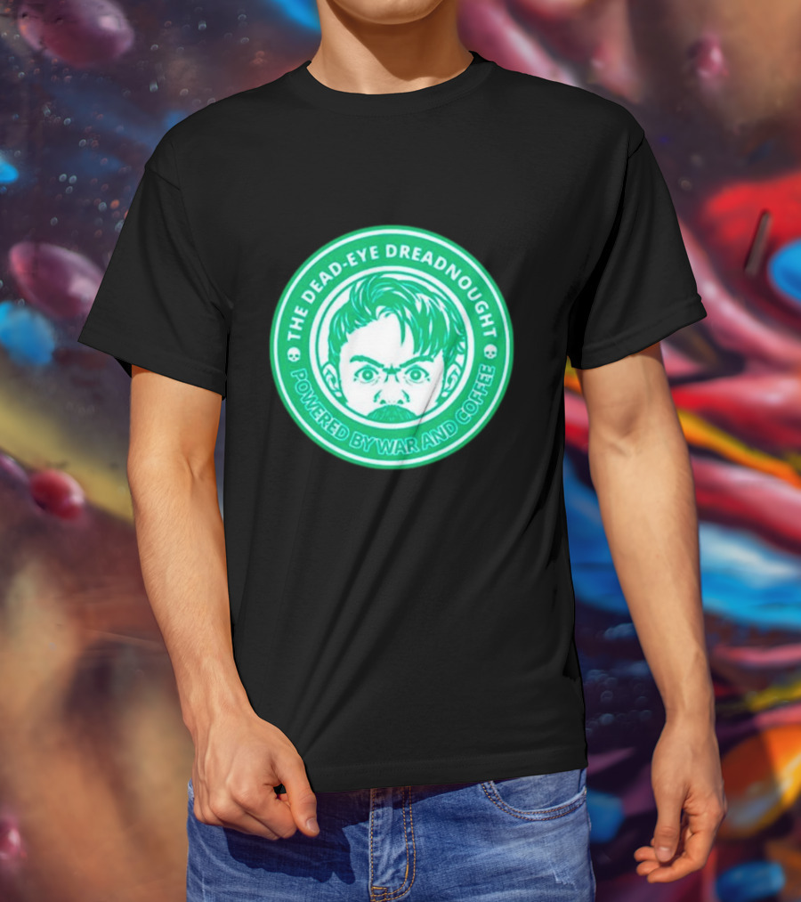 The Dead-Eye Dreadnought Powered By War And Coffee Iconic Emblem T-Shirt