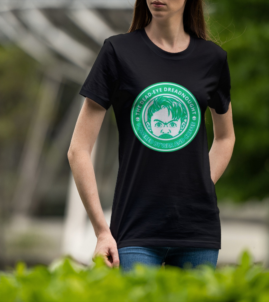 The Dead-Eye Dreadnought Powered By War And Coffee Iconic Emblem T-Shirt