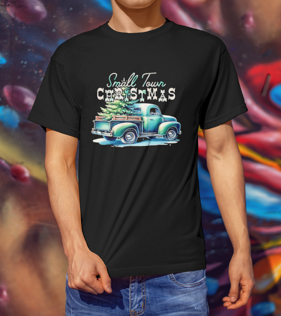 Small Town Christmas Vintage Truck And Tree T-Shirt
